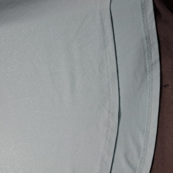 Melanie Lyne Teal Blue Silver Sparkle Scoop Neck Stretch High Low Tee NWT L - Picture 8 of 10